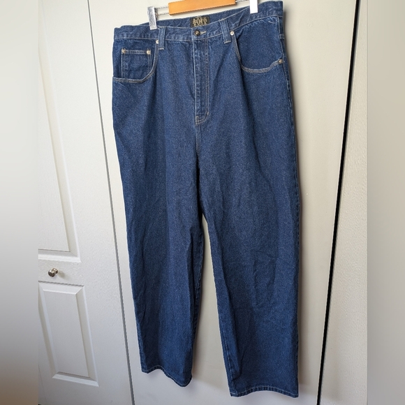 VINTAGE Y2K Boxy Jeans 40x32 100% Cotton Loose Fit Baggy Style - Picture 2 of 12